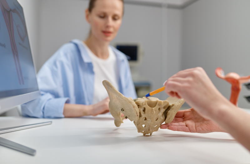 A doctor explaining the pelvic to the patient